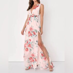 NWT Lulu's Garden Meandering Blush Floral Print Maxi Dress - XS